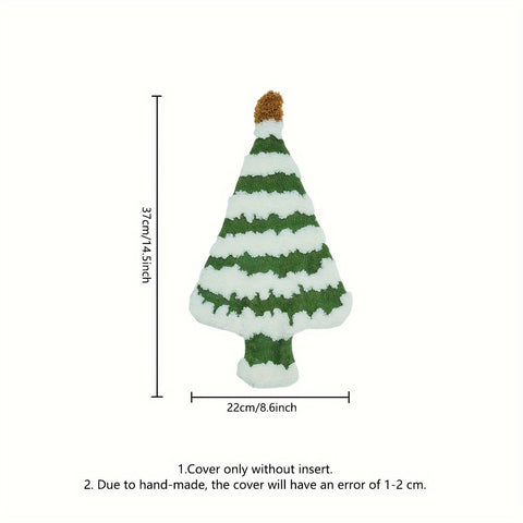 1pc Embroidered Christmas Tree Shaped Throw Pillow Cover, Contemporary Style, Polyester, Machine Washable with Invisible Zipper Closure for Various Room Decor - Insert Not Included