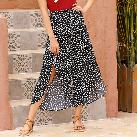 METAVERSMALL   cross-border  women's clothing irregular printed pants printed wide-leg pants women's fashion polka dot pants