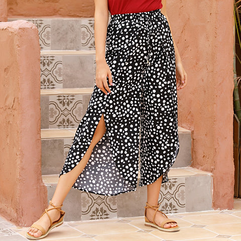 METAVERSMALL   cross-border  women's clothing irregular printed pants printed wide-leg pants women's fashion polka dot pants