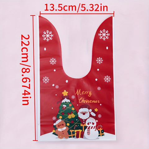 10pcs Christmas and New Year Gift Plastic Packaging Bags for Homemade Baking, Cookies, Candy Storage - MINGXUAN Brand, MINGXUAN