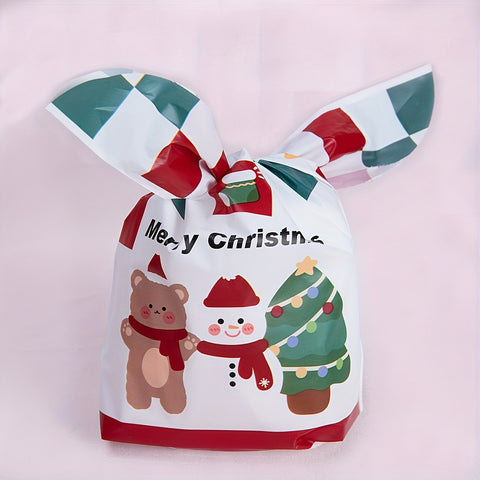 10pcs Christmas and New Year Gift Plastic Packaging Bags for Homemade Baking, Cookies, Candy Storage - MINGXUAN Brand, MINGXUAN