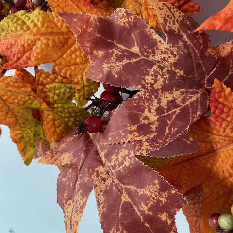 1pc Autumn Harvest Wreath - Thanksgiving Decor for Home, Courtyard, and Garden - Red Fruits and Flower Scene Decor with Festive Atmosphere