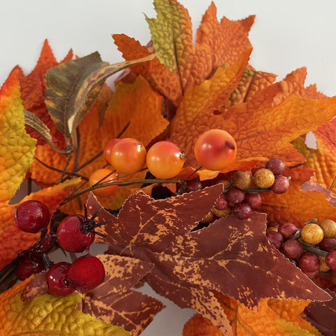 1pc Autumn Harvest Wreath - Thanksgiving Decor for Home, Courtyard, and Garden - Red Fruits and Flower Scene Decor with Festive Atmosphere